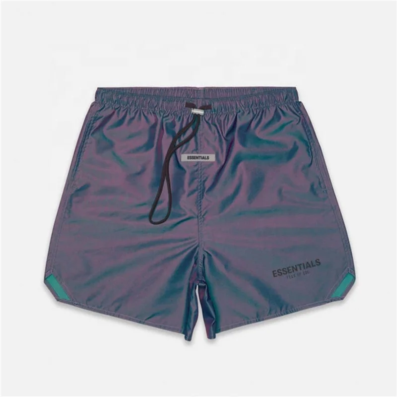 Летние шорты туман трендовые эластичные шорты с эластичной резинкой на талии с основы с напечатанным логотипом 3M Светоотражающие цветные нейлоновые брюки мужские Хай-стрит шорты