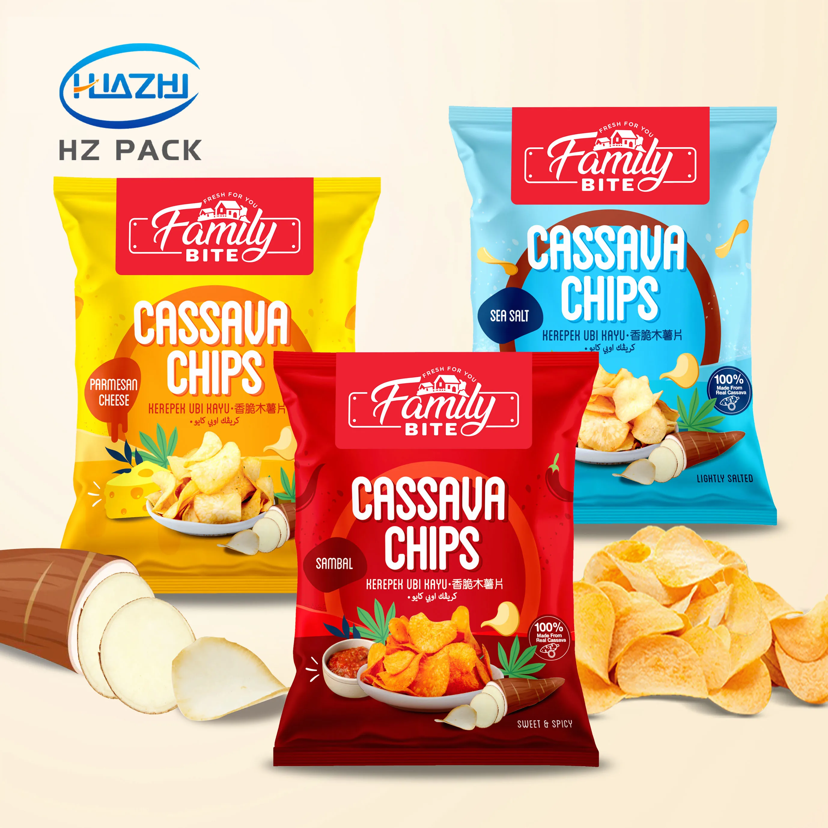 Factory Custom Printed Laminated Plastic Heat Seal Back Seal Puffed Food Packaging Bag Potato Chips Packaging Bag