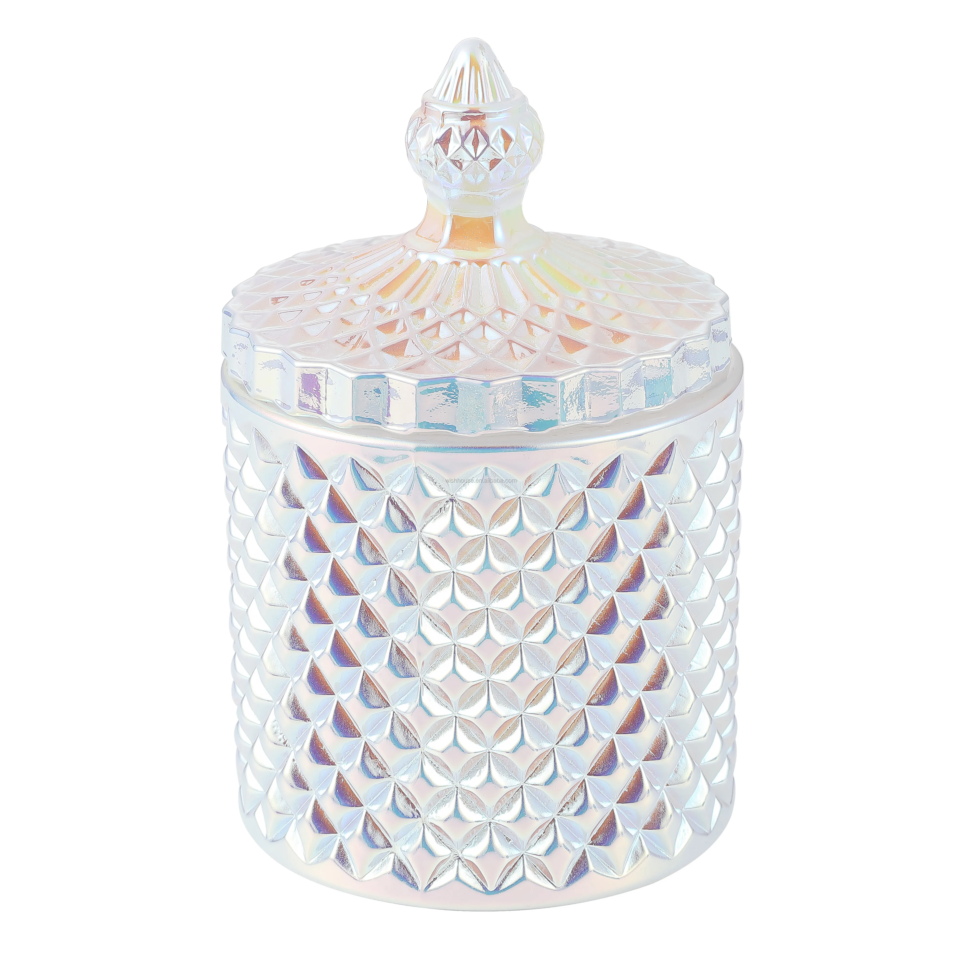 wholesale luxury elegant embossed decorative round bottom clear hot sale empty glass candle jar