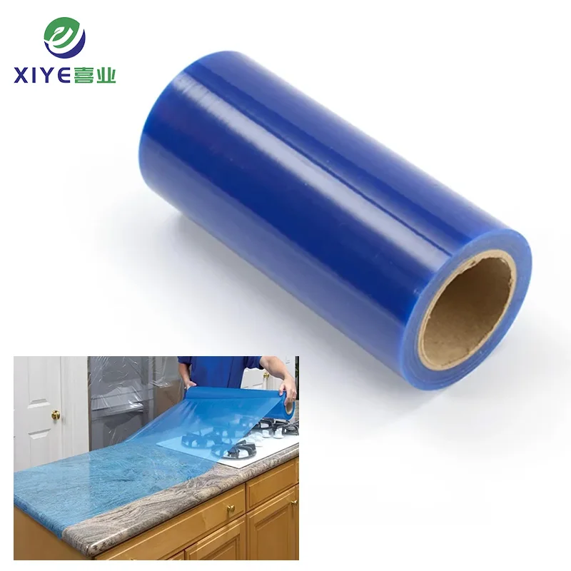 custom thickness plastic weather resistance self-adhesive transparent blue film protection film for marble