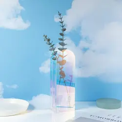 Customizable Home  Rainbow Geometry Vase Decoration Wedding Colorful Acrylic Flower Vase