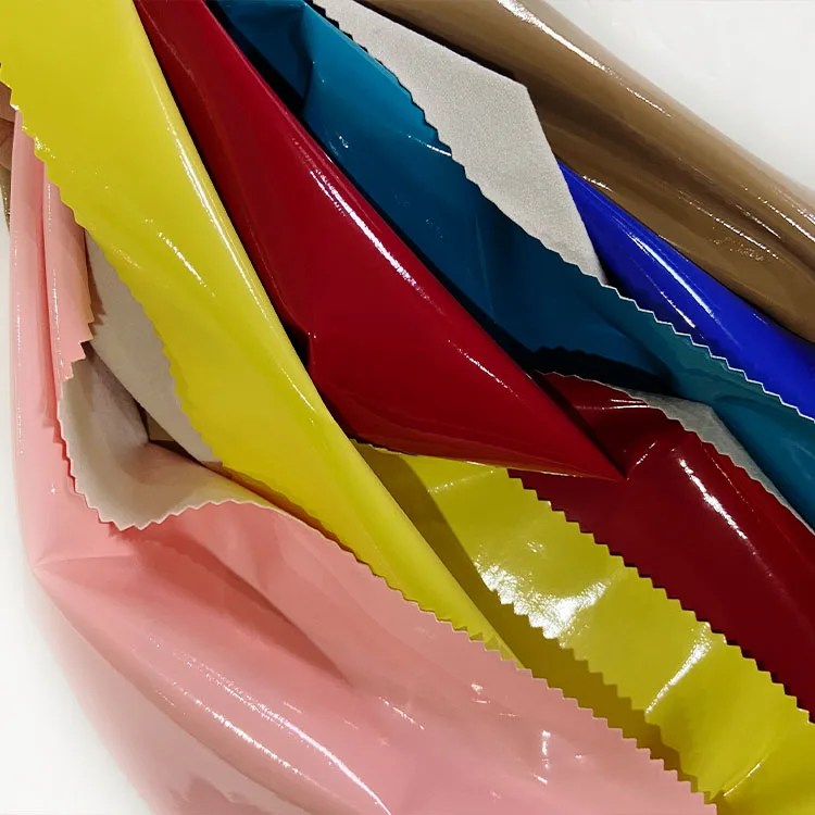 Зеркальная поверхность, тянущаяся в 4 направлениях, кожа, шерсть, задняя искусственная кожа PU ткань для одежды