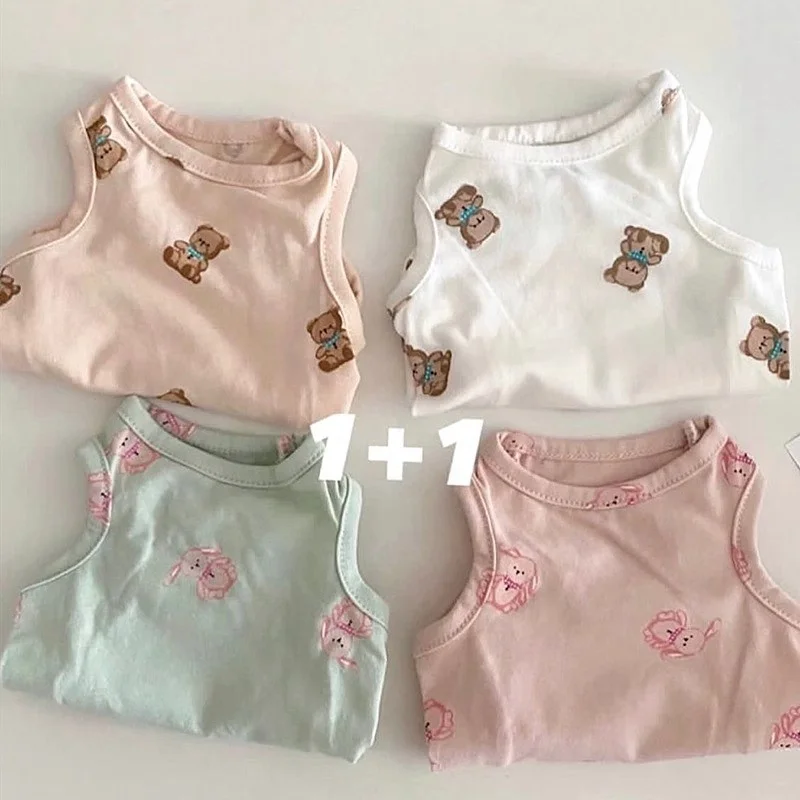 Full print cute bear pet vest summer small and medium-sized dog cat thin comfortable sweet clothing factory wholesale