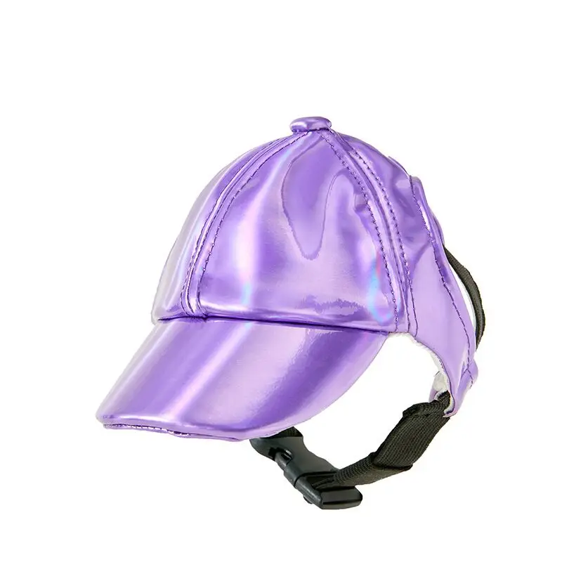 New PU pet hat Spring and summer fashion shiny dog cat outdoor sun hat breathable sweat-absorbing pet hat