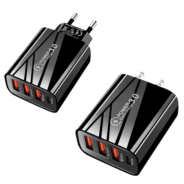 PD type c charger 18w 20w 25w 3 usb fast charger mobile power bank for phone with fast charger