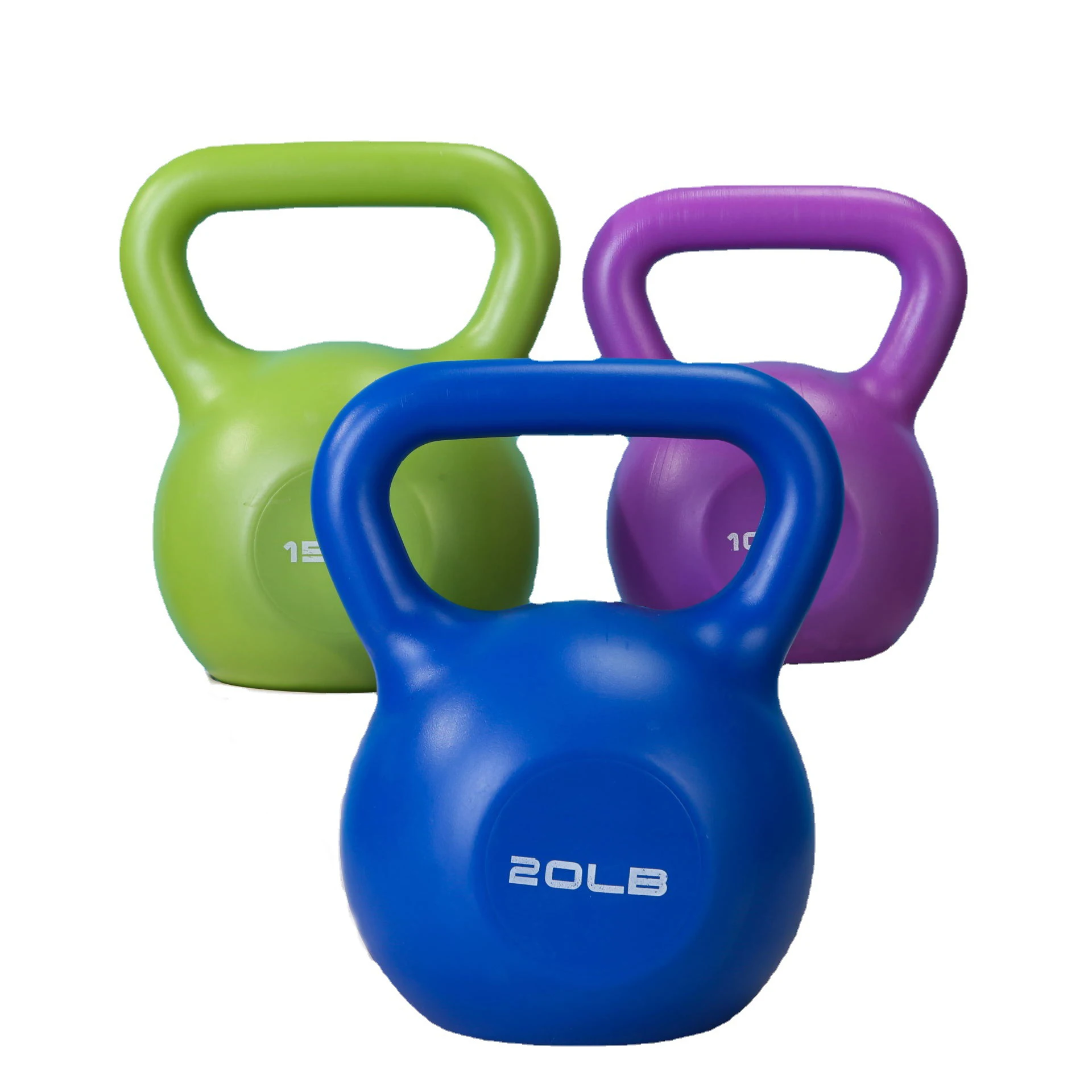 Weight Lifting Colorful PP Plastic Cement Sand Filling Kettlebel Fitness Equipment Plastic Sand Kettl