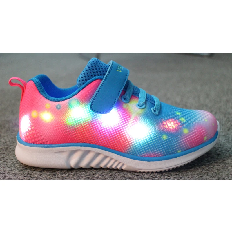 Beautiful Starry sky flying woven women running shoes  LED light sneakers for girl