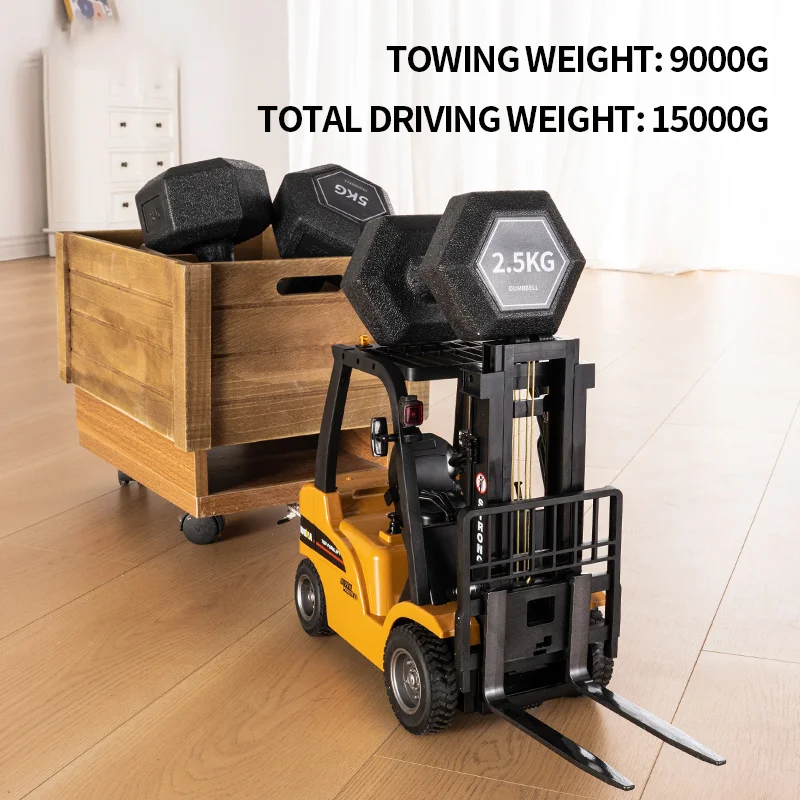 HUINA 1577H 2.4G 10CH 1/10 Simulation Remote Control Forklift Crane Engineering Construction Truck Toy With Sound and Light