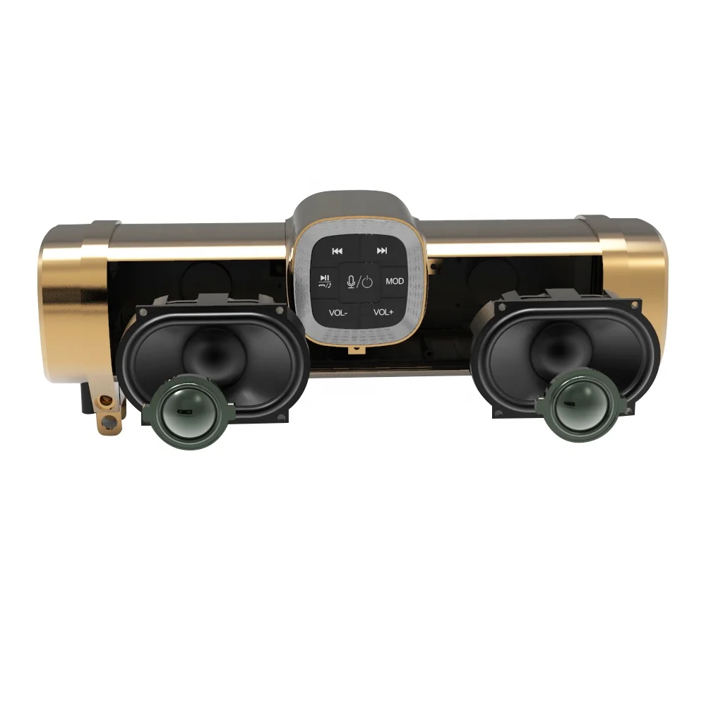 High quality loudspeaker sound Motorcycle scooter ATV UTV MP3 audio system speaker FM BT Voice Assistant  Charging Waterproof