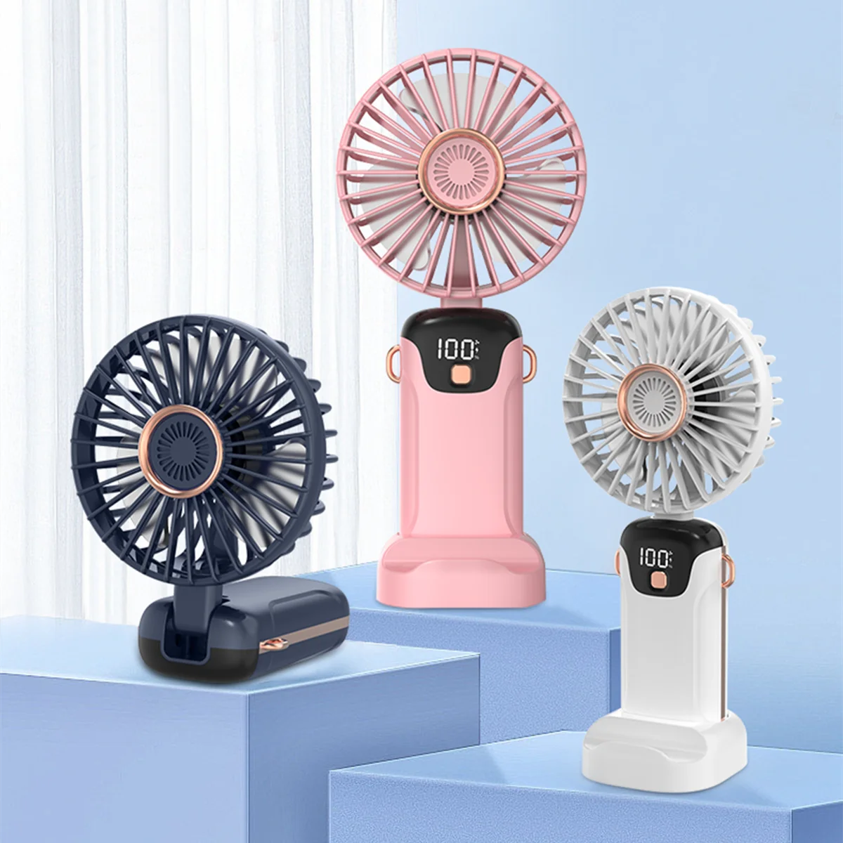 Portable Rechargeable Mini Handheld Fan Summer Outdoor Use Hand Held Rechargeable Fan LED Display