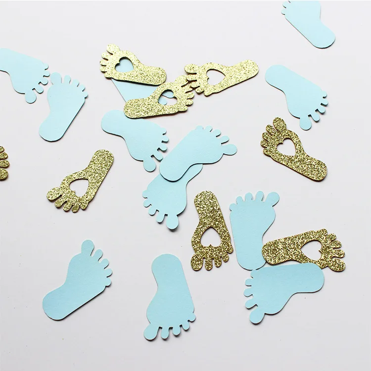 New Arrival Confetti DIY Foot Shape Baby Shower Gender Reveal Party Confetti Boy Girl Throw Confetti Desktop Decoration