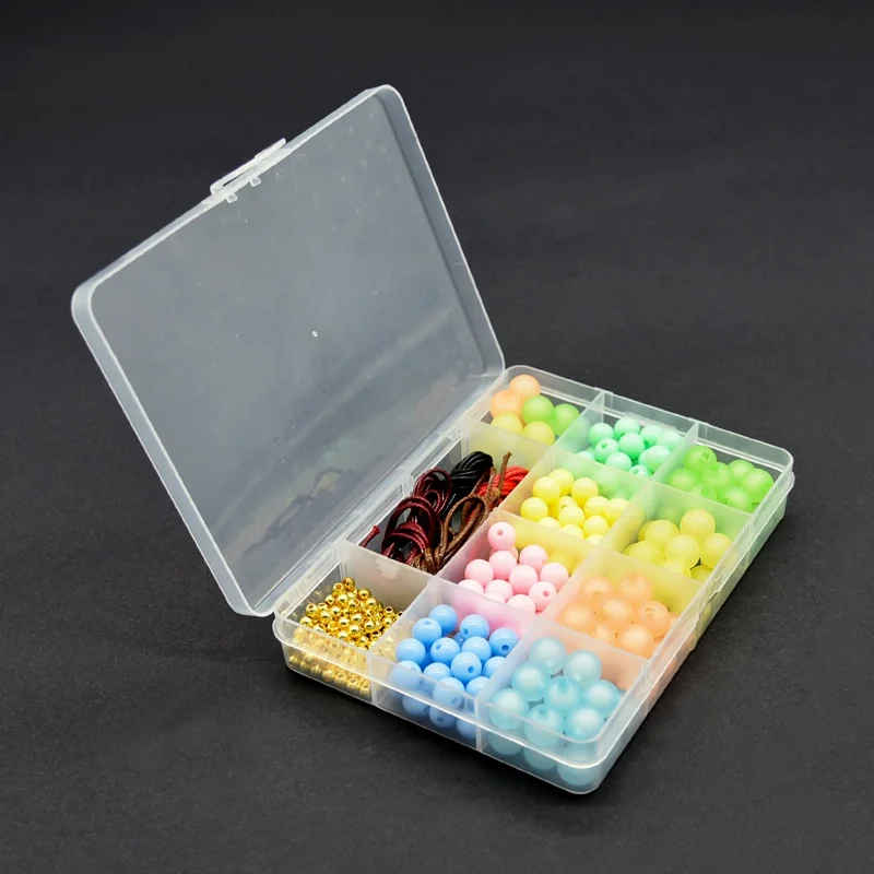 Hot Sales 12 Grids 4/8/10mm  Round Colorful Gold Frosted Beads In Beads Wax Thread DIY Beads Set For Kid Jewelry Making Necklace