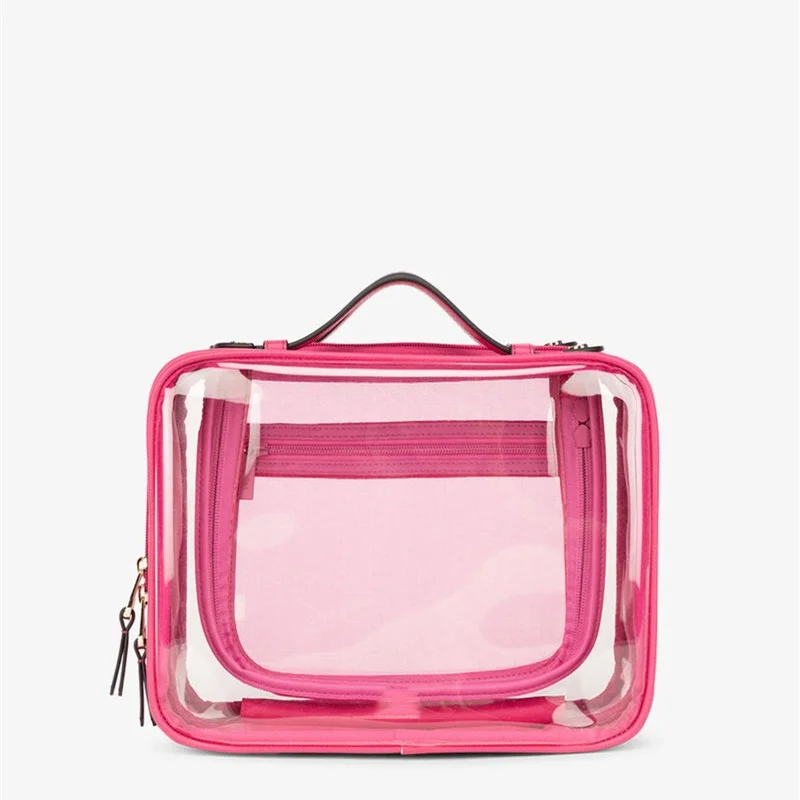 Factory Portable Travel bags Cosmetics Custom PU & PVC Toiletry Organizer Holder Beauty Brush Makeup Bag