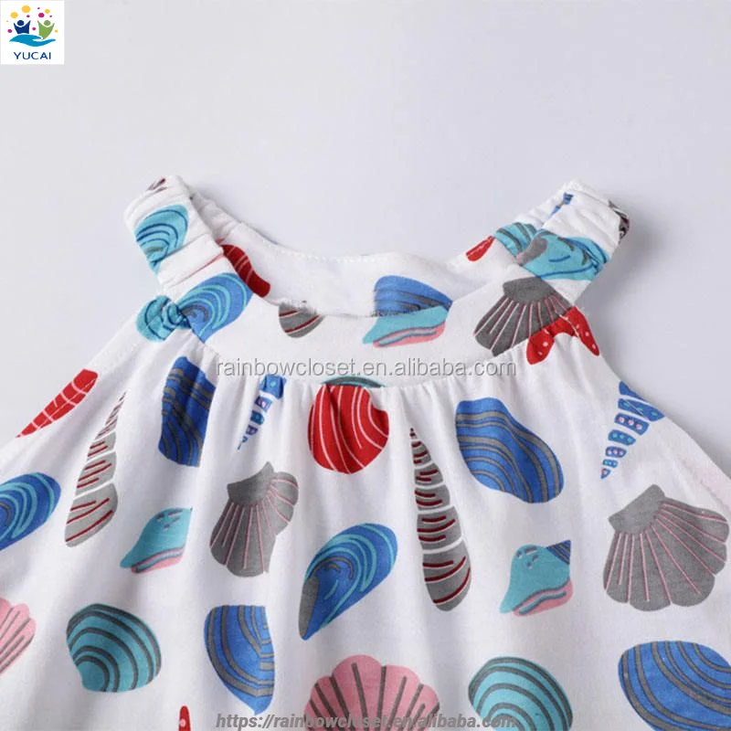 Fashion Girls Custom Print Summer Wear Kid Floral One-piece Tank Dress Children Beach Dress elegant casual dresses
