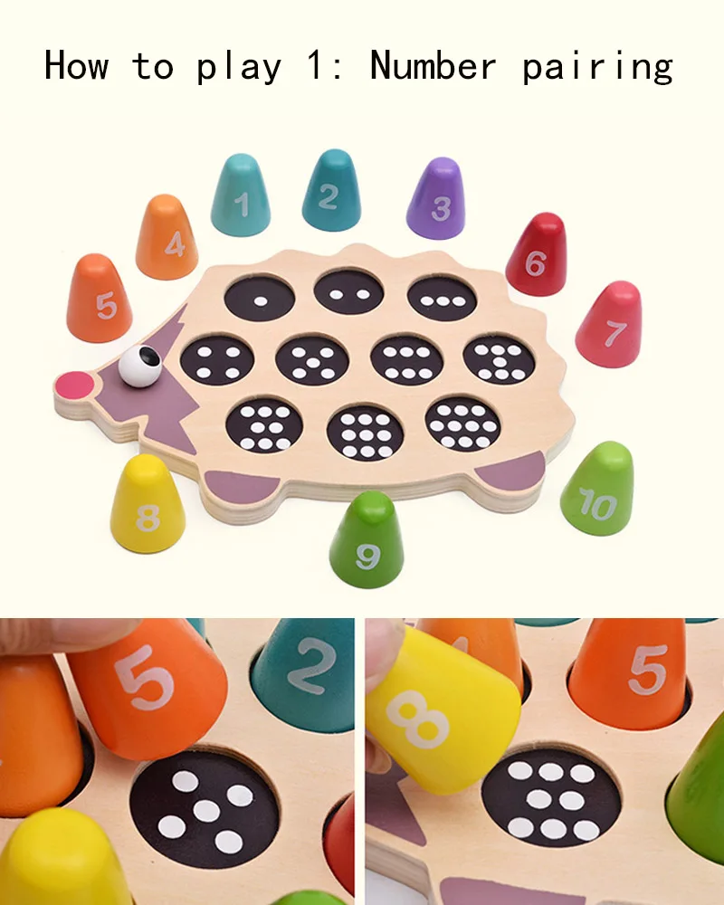 
Wooden hedgehog mathematics, learning tool 3 years old Montessori wooden toy 