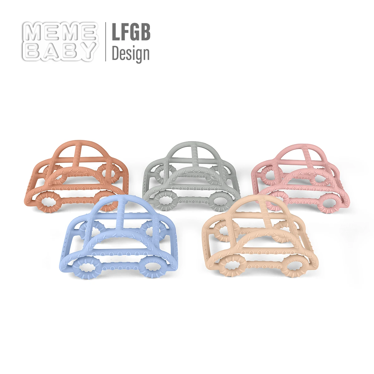 BPA Free Pure Food Grade Material Baby Teethers Teething Organic Car Silicone Baby Teether Chew Toy Ring Baby Soothing Molar Toy