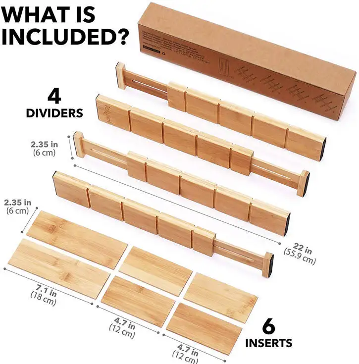 Ящик-разделитель органайзер бамбуковые ящики вставки разделитель Cajon регулируемый бамбуковый ящика