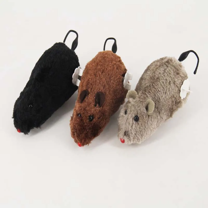 2021 hot sale Simulation wind-up plush mouse jump tail wag pet dog cat toy for wholesale