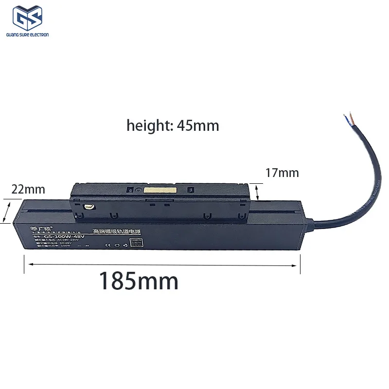 New Design 48V DC Power Supply Magnetic Track Light Accessories 180-240V 100W LED Transformer for Magnetic Track Light System