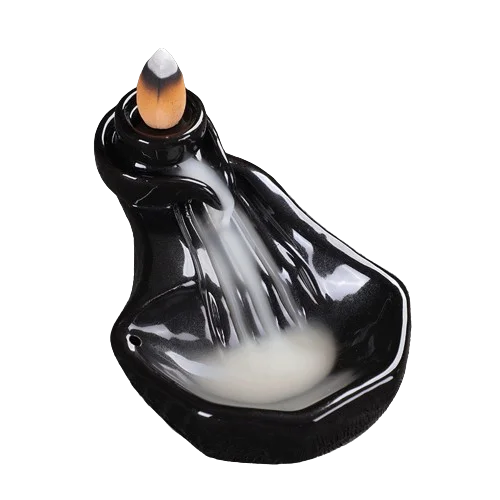 Ceramic Backflow Incense Burner Sandalwood Tea Fir Scented Waterfall Incense Cones Relaxation Purification Meditation Yoga Gift