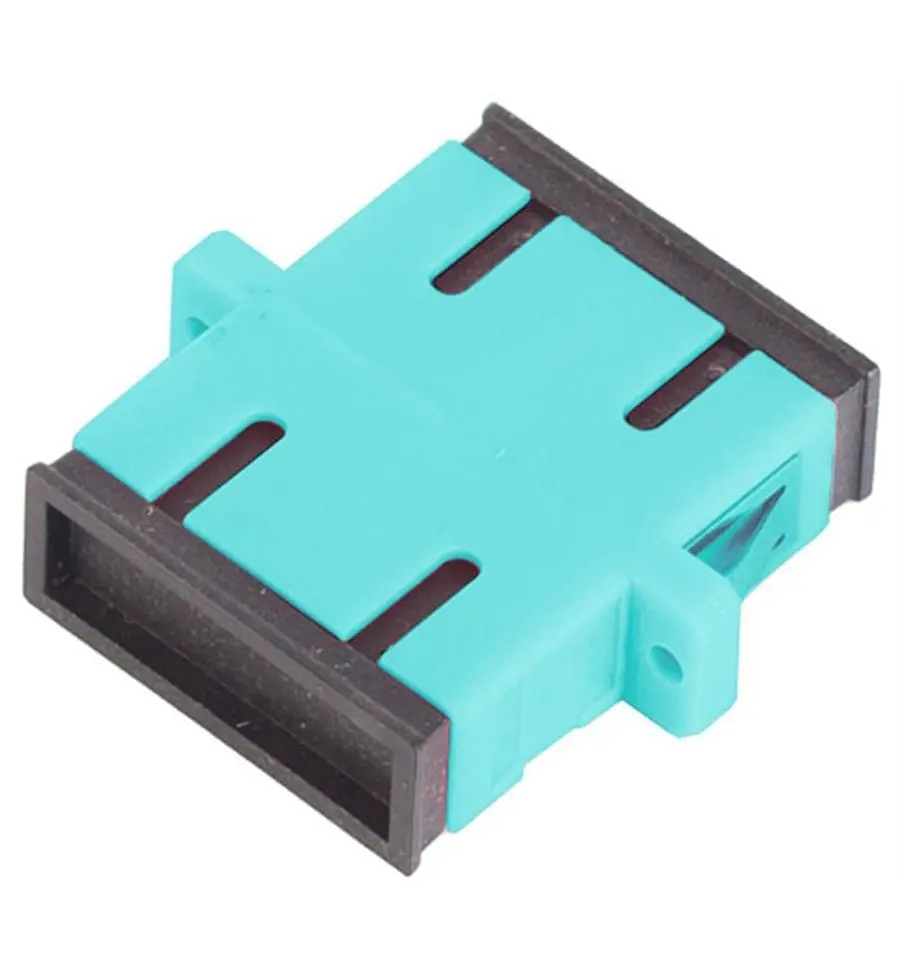 10G Duplex OM3 Aqua Color Multimode Fiber Optic Adapter  SC UPC Multilemode Duplex Fiber Optic Coupler with Flange Aqua
