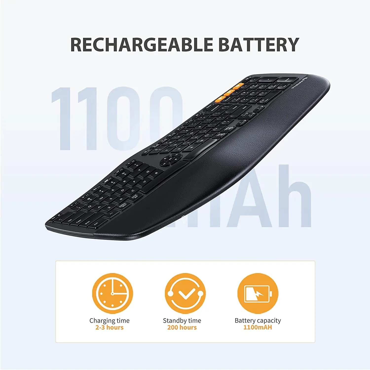 ProtoArc EK01 Dual Mode Computer Office Silent Blue tooth Ergonomic Rechargeable Wireless Keyboards Keyboard