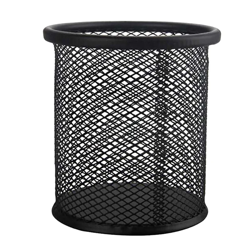 Металлический контейнер для ручек черный круглый Офисных стационарных