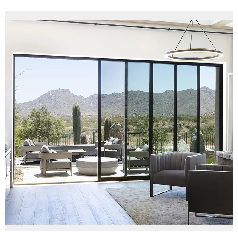 Hihaus custom exterior patio narrow slim pocket sliding aluminium glass door