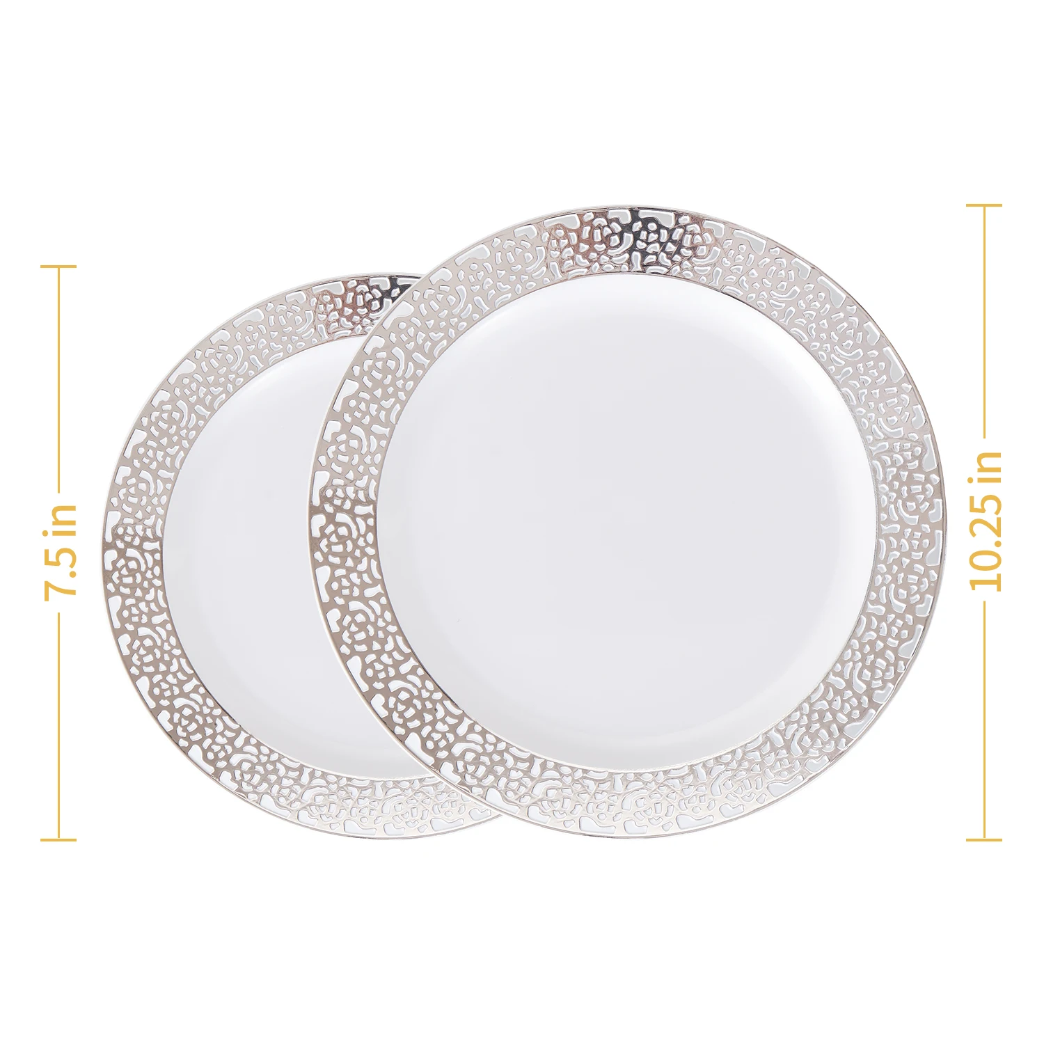 New design fashion hollow-carved silver plastic disposable plates dinnerware set