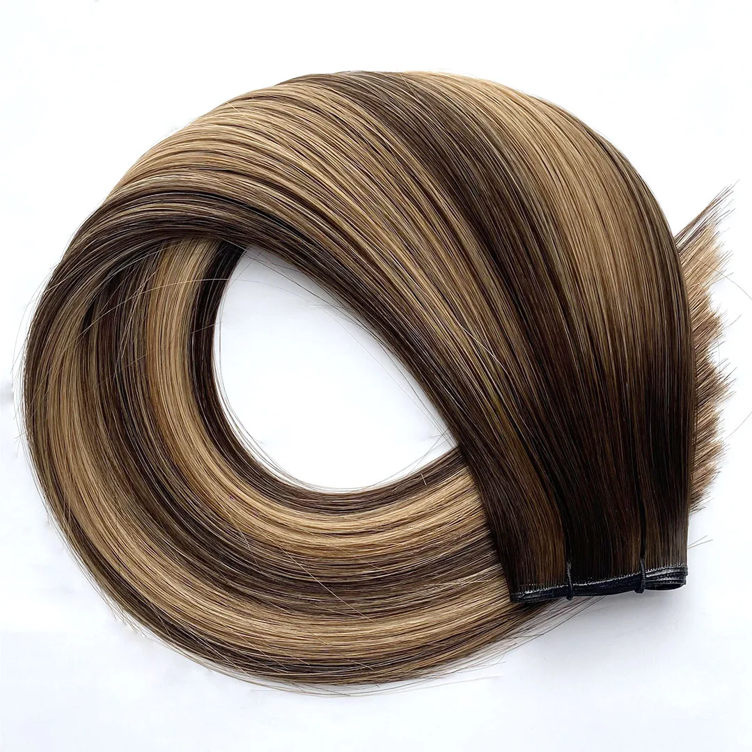 Salon Quality Russian Hair 100% Machine Tied Weft Hair Extensions Genius Weft Hair Extensions