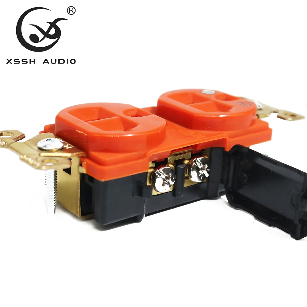 3 Pins Outlets YIVO XSSH Audio HIFI DIY OEM ODM Red Copper Hospital Grade DUPLEX Receptacle 20A US Power Electric Plug Socket
