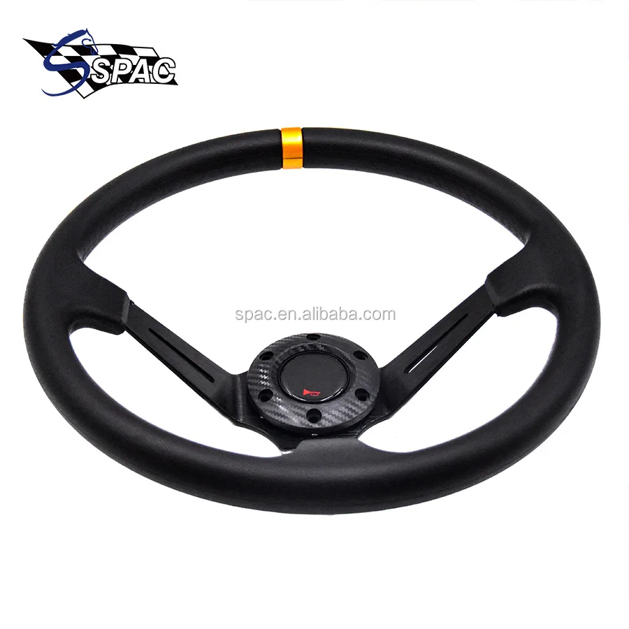 Universal 14inch Deep Dish PU Material Sport Racing Steering Wheel