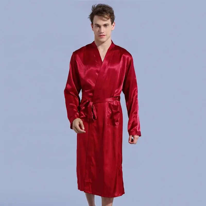 X2440 Wholesale Sexy Gifts Robe for Men Luxury Custom Logo Men Bath Robe Soft Satin Kimono Robe for Wholesaler