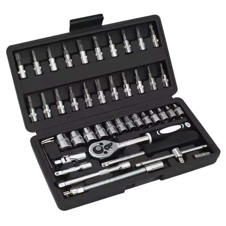 Factory 46PCS Hand Tool sets combination 1/4 germany ratchet Wrenches socket wrench socket set tool kit Socket Set