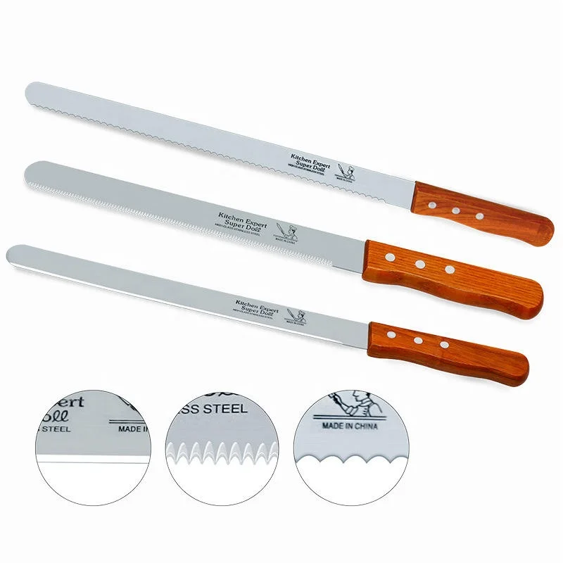 Factory 10/12/14 Inch Bread Knife Stainless Steel Serrated Baking Cake Knife
