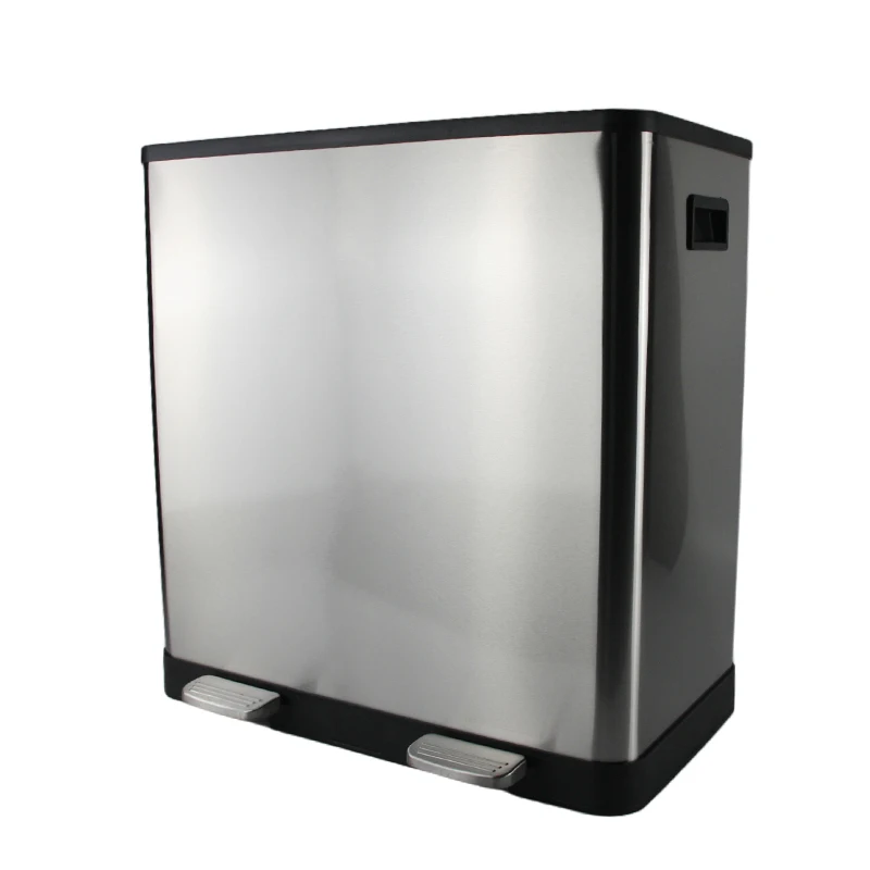 60L 16 Gallon Removable Dual Garbage Container Stainless Steel Pedal Trash Can Kitchen Trash Can With Foot Pedal