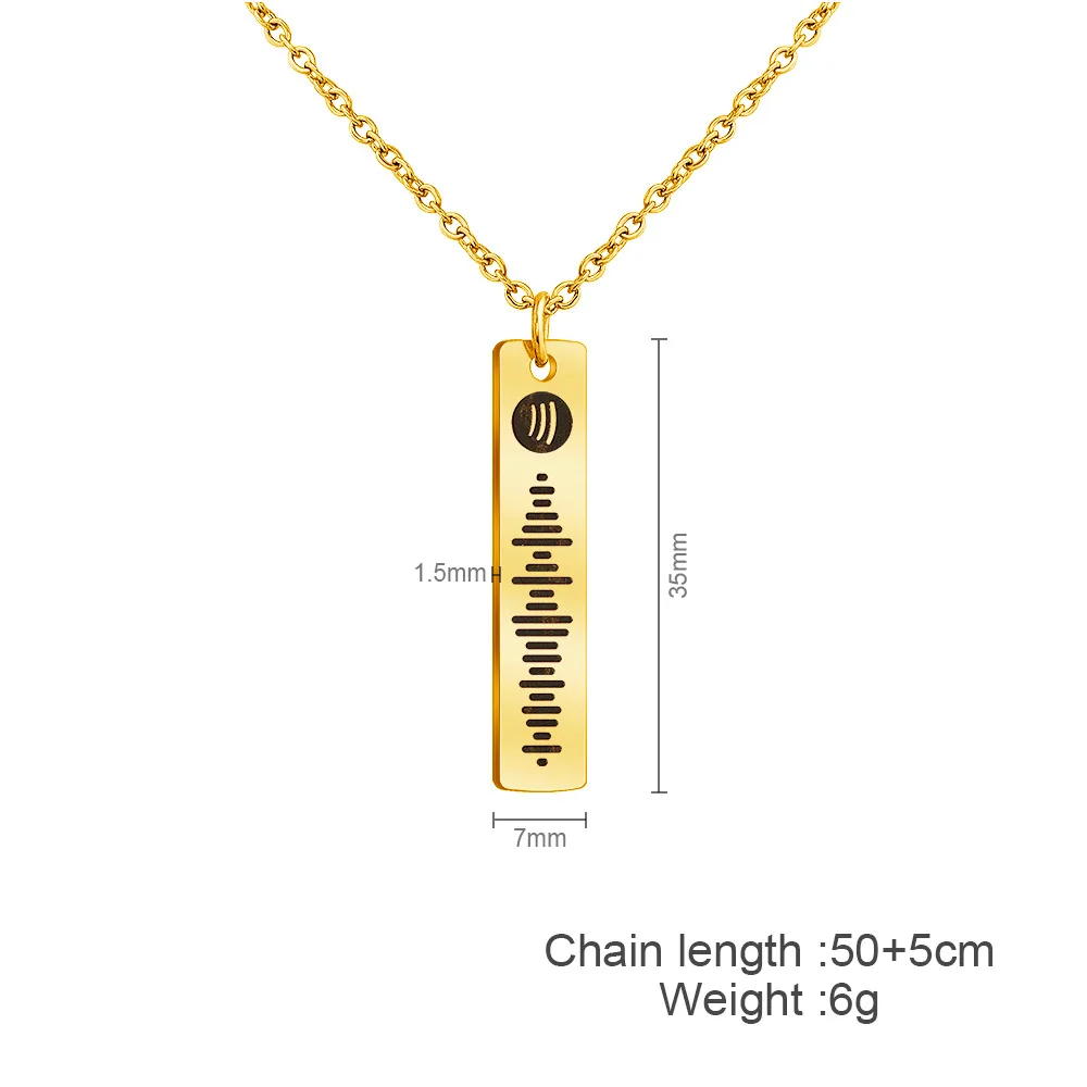 Handmade Hip Hop Stainless Steel PVD Plating Engraved Soundtrack Morse Code Clavicle Necklace