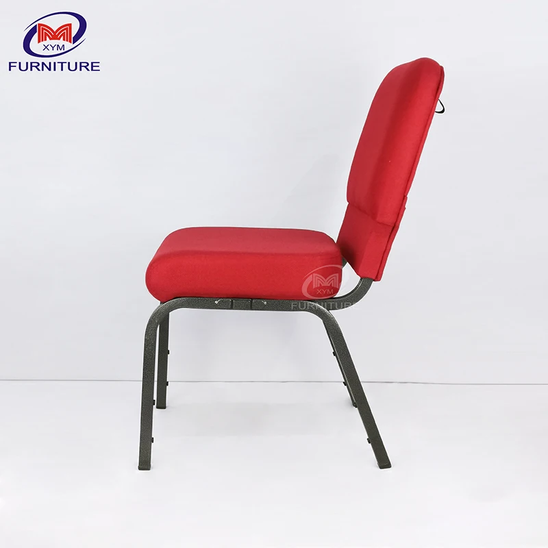 Banquet Theater Chair Padded Stackable Red Metal Conference Interlocking Church Chairs With Storage for Auditorium