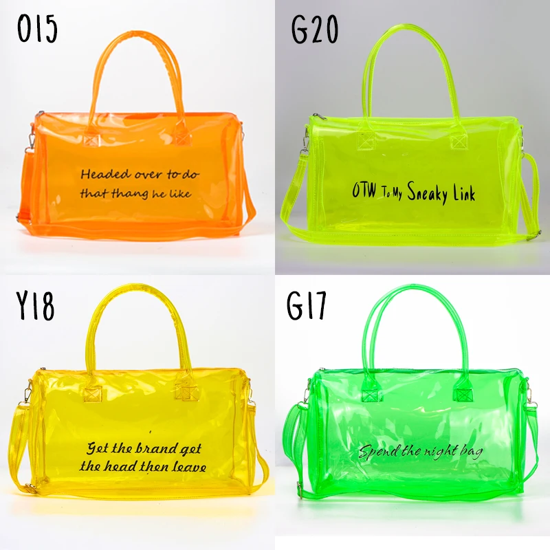 Custom Bag Logo Wholesale Clear Overnight Bag Spend The Night Duffel Bags PVC Duffle Handbag Sac Au Dos