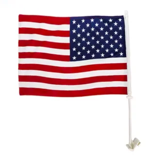 Professional Factory Custom Double Stitch Polyester Digital Printing American USA Sublimation Car Window Flags with Pole