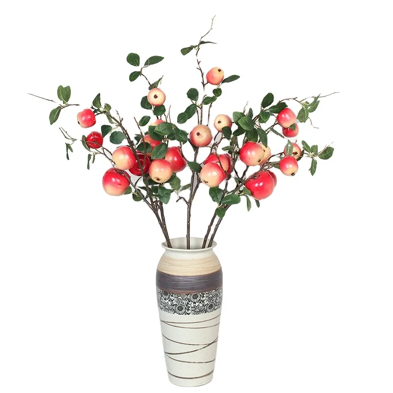Red Apple Branch Simulation Leaves Artificial Fruit American Chinese Style New Year Wedding Festival Deco Apple Table Ornament