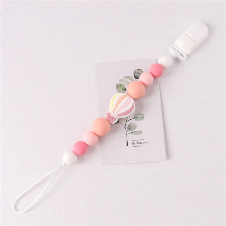 Infant Toddler Baby Teether Pacifier Clip Chain Silicone Beads Rainbow Pacifier Silicone Chain beads rainbow teether