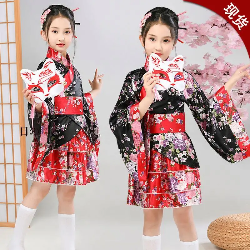 Girls Anime Cosplay Costume Kids Japanese Lolita Kimono Dress