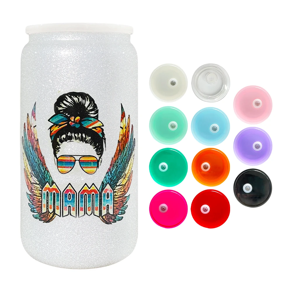 USA warehouse Wholesale Moisture-proof BPA free colorful replacement Mason Jar Straw lid for 12oz 16oz snow globe glass can