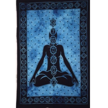 Seven Chakra Yoga Buddha Wall Hanging Beautiful Throw Tapestry Small Poster Cotton Fabric Art