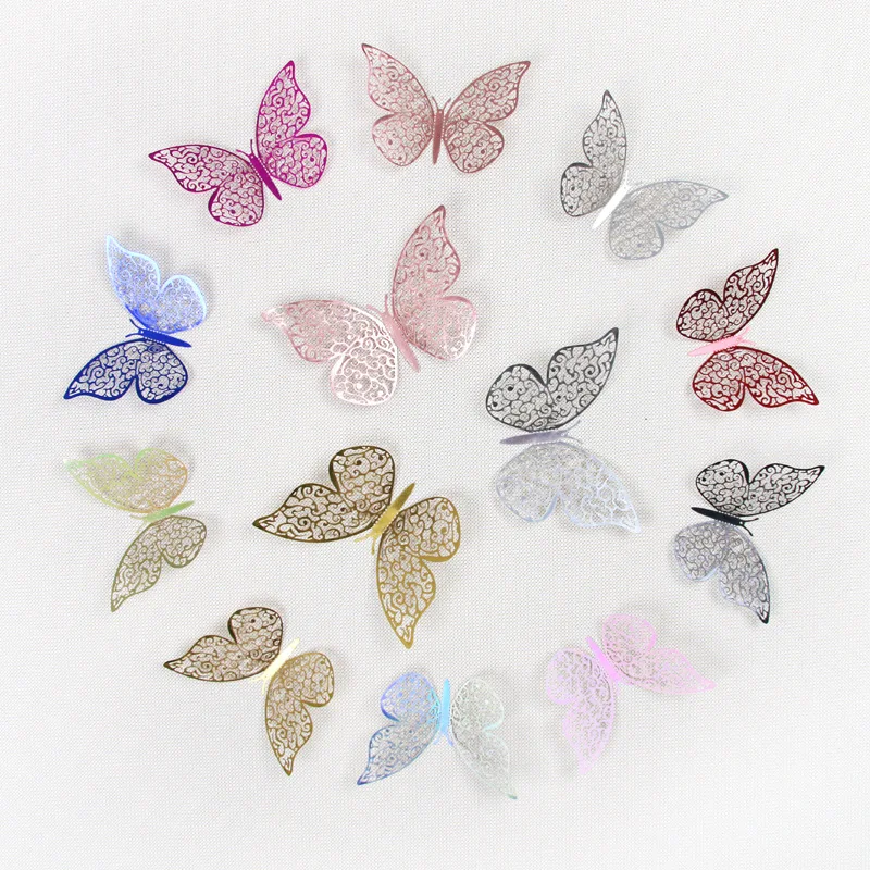 Gold butterfly 12 pcs wedding bouquet decorating silver butterfly paper toppers for cake decorating party supplies