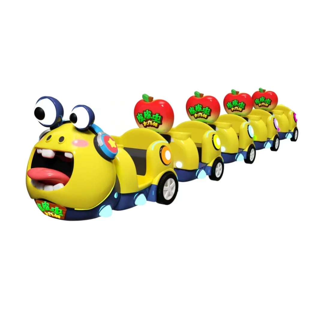 11 seats Vivid Shopping Mall Electric Carnival Rides Worm Battery Trackless Train for sale