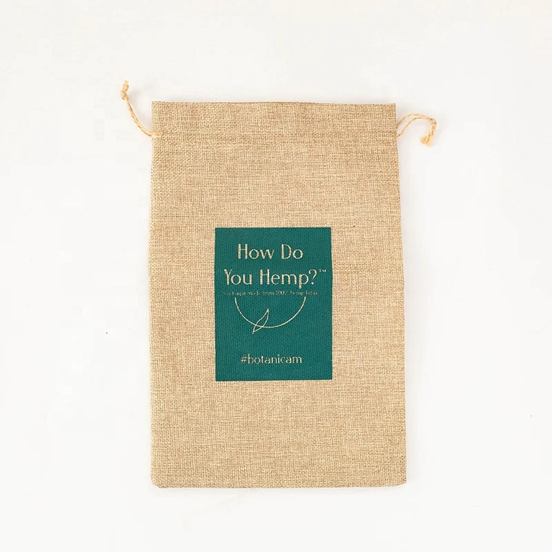 Custom Logo Gift Pouch Packaging Jute Burlap Storage Bags Jute Bag Coffee Linen Drawstring Bags