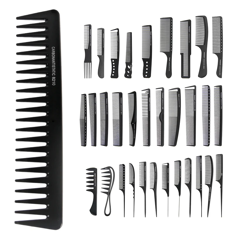 Hair Brush Manufacturer Men Styling Tools Oil Head Comb Brush Anti Static Carbon Fiber Comb