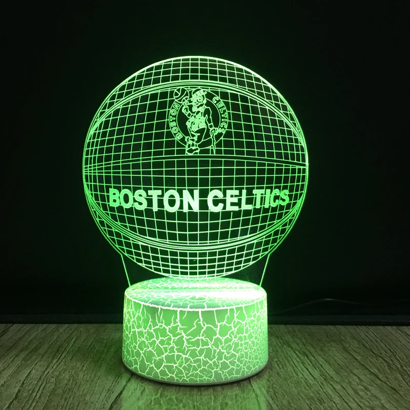 Basketball Shape 3D Optical Illusion Lamp Smart 7 Colors Celtics Fans LED Night Light Table Lamp